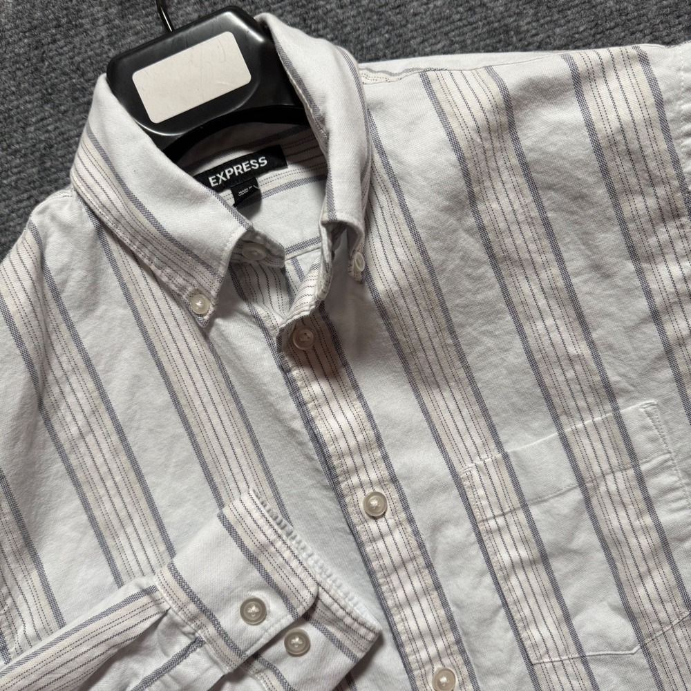 EXPRESS Mens Striped Button Down Shirt Size XS Cotton Spandex‎ Casual